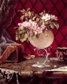 オウムガイの殻の中のリンゴの花のある静物 ロマンチックな花 マーティン・ジョンソン・ヘッド